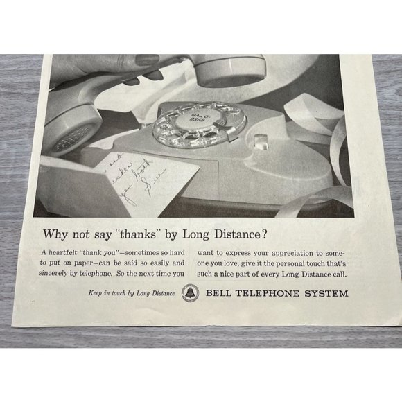 Vtg Print Ad Bell Telephone System Long Distance Thank You Wedding Gift Phone - Picture 5 of 5